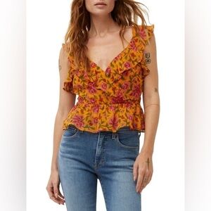 Veronica Beard Randa Ruffle Silk Top Size 12 Romantic Feminine Sleeveless